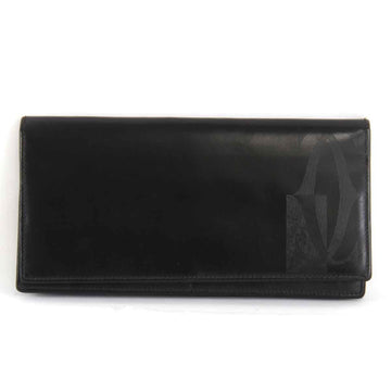 CARTIER long wallet leather black ladies