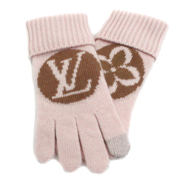 LOUIS VUITTON Globe Maille LV Medallion Gloves Pink M79254 S Women's