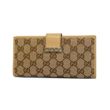 GUCCI Long Wallet GG Canvas 212096 Leather Brown Beige Champagne Women's