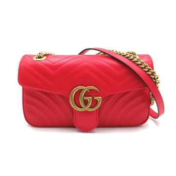 GUCCI [GG Marmont] Quilted Small Shoulder Red leather 443497AABZC6832