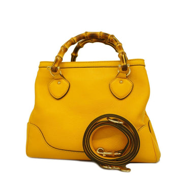 GUCCI Handbag Bamboo 308360 Leather Yellow Champagne Women's