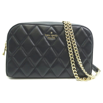 KATE SPADE Quilted Chain Shoulder Bag for Women Leather Black