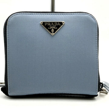 PRADA Bi-fold Wallet Triangle Grey Blue Nylon Women's Men's  ITB08KP8T4