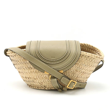 CHLOeChloe  Marcie Small Basket Shoulder Bag Raffia Leather Pottery Green Natural CHC20US829C9738I