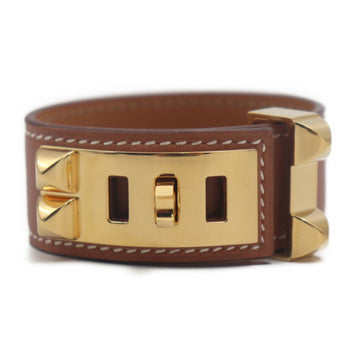 HERMES Collier de Chien 24 Bracelet, size T2, Swift leather, brown, Y stamp