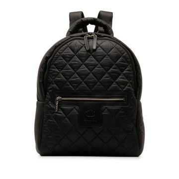 CHANEL Coco Mark Cocoon Backpack A92559 Black Nylon Leather Women's