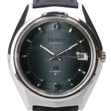 GRAND SEIKO 61GS Green Gradient Cut Glass Automatic Watch Silver Black Belt [Non-OEM] Men's