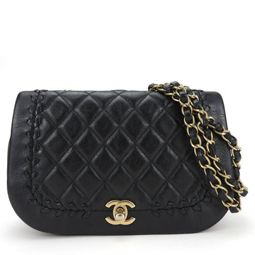 CHANEL Shoulder Bag Matelasse Leather Black Chain Coco Mark 25 Series Women's