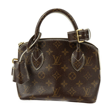 LOUIS VUITTON Shiny Monogram Lockit BB Handbag M40599 Canvas Leather Brown Ivory Bag