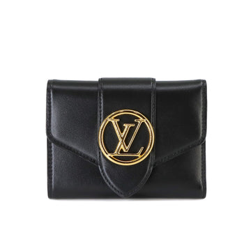 LOUIS VUITTON Portefeuille LV Pont Neuf Compact Tri-fold Leather Noir Gold Hardware M69175 RFID PONT 9 Wallet