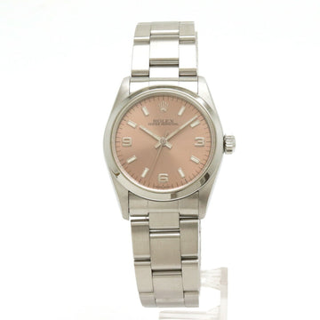 ROLEX Finished Oyster Perpetual Pink 369 Dial SS Boys Automatic Watch U-Serial Number 67480