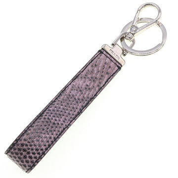 PRADA Key Holder 1PF726 Pink Black Leather Ring Bag Charm Women's