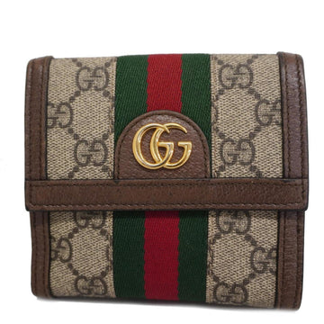 GUCCI Wallet Ophidia 523173 Leather Brown Beige Women's