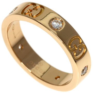 GUCCI Icon 5P Diamond #7 Ring, K18 Pink Gold, Women's,