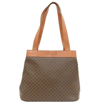 CELINE Macadam pattern tote bag leather coated canvas brown MC96