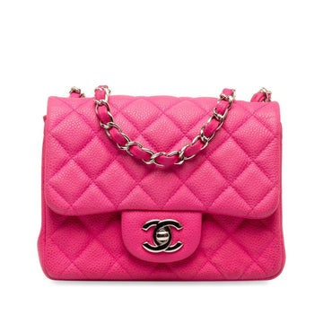 CHANEL Matelasse Coco Mark Chain Shoulder Bag Pink Caviar Skin Women's