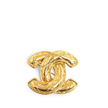 CHANEL Coco Mark Matelasse Brooch Gold Plated Women's
