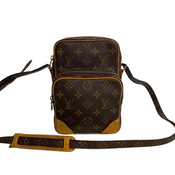 LOUIS VUITTON Amazon Monogram Leather Shoulder Bag Sacoche Brown 98003
