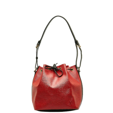 LOUIS VUITTON Epi Petit Noe Shoulder Bag M44172 Castilian Red Noir Leather Women's