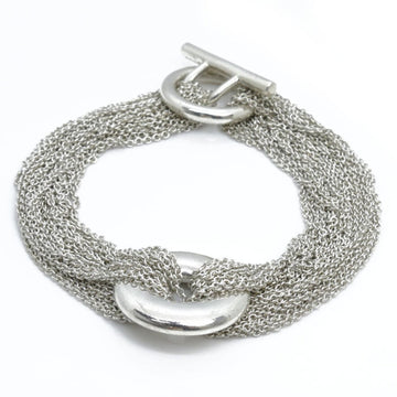 TIFFANY&Co.  Silver 925 Circle 10 Row Chain Toggle Bracelet 47.0g 21cm Women's