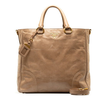 PRADA Vitello Shine Handbag Shoulder Bag BN2326 Beige Gold Leather Women's