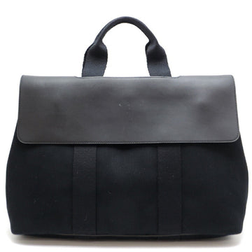 HERMES Valparaiso MM Women's and Men's Handbag Toile Chevron Noir [Black]