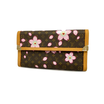 LOUIS VUITTON Long Wallet Monogram Cherry Blossom Porte Tresor International M92027 Brown Ladies