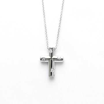 TIFFANY Dots Cross Diamond Platinum Diamond Men,Women Fashion Pendant Necklace [Silver]