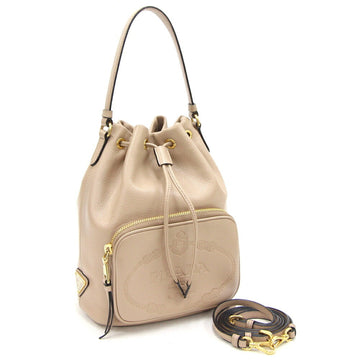 PRADA Handbag 1BH038 Beige Leather Shoulder Bag Ladies