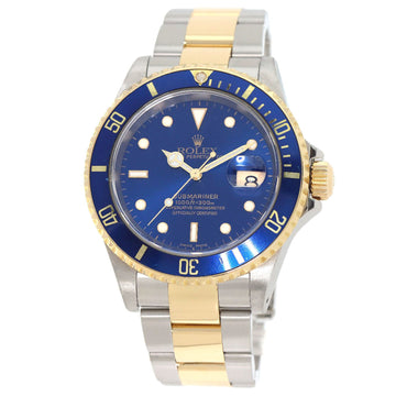 ROLEX 16613 Submariner Blue Dial Watch Stainless Steel SSxK18YG Men's