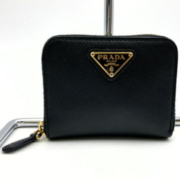 PRADA Wallet Wallet/Coin Case Triangular Plate Black Leather Ladies ITCBW487L7Q8