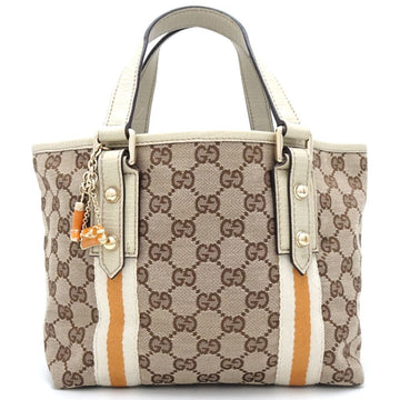 GUCCI Tote 139261 Handbag Sherry Line GG Canvas x Leather Beige Ivory 351097