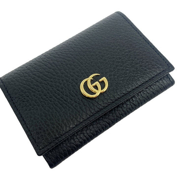 GUCCI GG Marmont Double G Card Case Leather Black Red 739525 Women's Men's