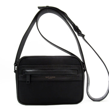 SAINT LAURENT Shoulder Bag Nylon/Leather Black Ladies