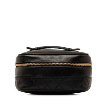CHANEL Coco Mark Handbag Vanity Bag Black Leather Women's