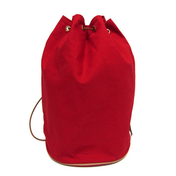 HERMES Polochon Mimil GM Women's Cotton,Leather Backpack,Shoulder Bag Brown,Red Color