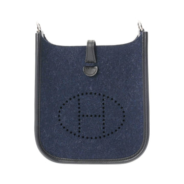 HERMES Evelyn TPM Blue Nuit/Black Palladium Hardware - Y Stamp [around 2020] Women's Felt/Swift Leather Shoulder Bag