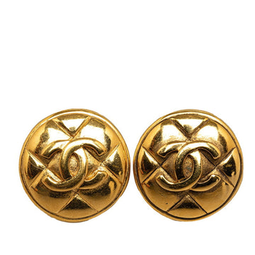 CHANEL Coco Mark Earrings Gold Plated Women's