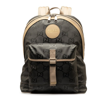 GUCCI GG Nylon Off the Grid Backpack 644992 Grey Beige Leather Women's