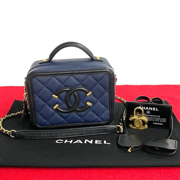 CHANEL CC Filigree Matelasse Leather 2way Shoulder Bag Handbag 50450