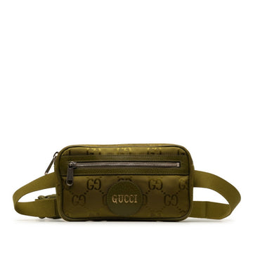 GUCCI GG Nylon Off the Grid Belt Bag Waist Body 631341 Green Leather Women's