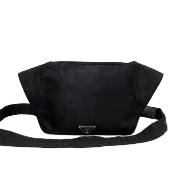 PRADA Triangle Nylon Leather Shoulder Bag Pochette Sacoche Black 29018