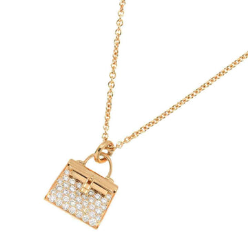 HERMES Amulet Kelly Diamond Necklace 40cm K18 PG Pink Gold 750
