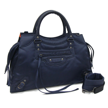 BALENCIAGA Handbag The City Editor's Bag 115748 Navy Orange Nylon Shoulder Bicolor Women's