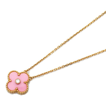 VAN CLEEF & ARPELS Vintage Alhambra 1P Diamond Necklace Necklace Clear Pink K18PG[Rose Gold] Pink sable Clear Pink