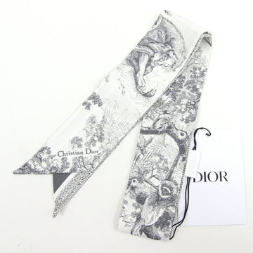 CHRISTIAN DIOR Dior Scarf Muffler Mitza 15JOU106I602 Off-white Gray 100% Silk Ribbon Bag Charm Women's