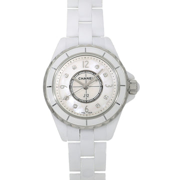 CHANEL J12 White Ceramic 29MM H2570 Shell x 8P Diamond Ladies Watch