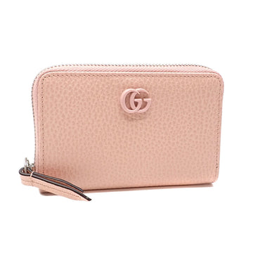 GUCCI Coin Case and Card Double G Zip Around Wallet for Women Pink Leather 644412 Purse