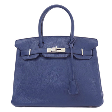 HERMES Birkin 30 Blue Handbag Taurillon Clemence Women's