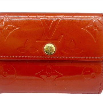 LOUIS VUITTON Monogram Vernis Ludlow M91978 BJ1003 Red Pomme d'Amour Coin Purse Card Case Pass Compact Women's